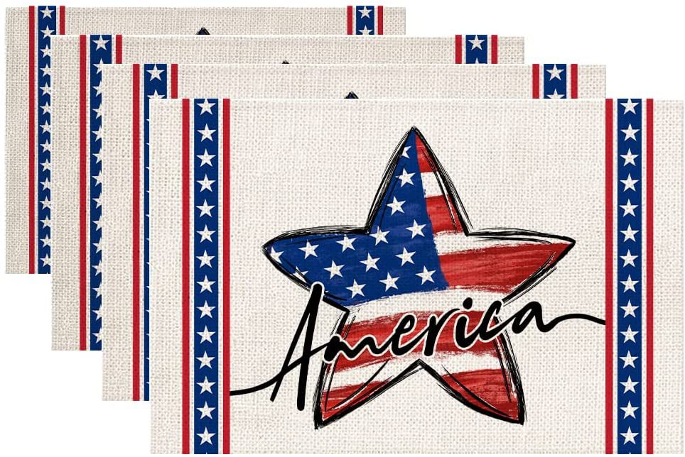 Wholesale 4th of July Independence Day Linen Dinner Table Coaster MOQ≥2 JDC-TC-OuH001