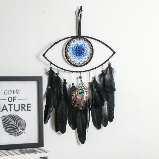 Jewelry WholesaleWholesale Devil's Eye Iron Ring Feather Dreamcatcher Wall Decoration MOQ≥2 JDC-DC-MengS012 Dreamcatcher 萌颂 %variant_option1% %variant_option2% %variant_option3%  Factory Price JoyasDeChina Joyas De China