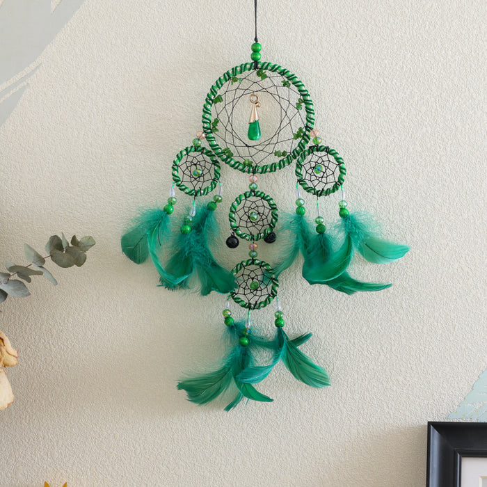 Wholesale Feather Shape Gothic Ornament Ornament Handmade Ring Dreamcatcher MOQ≥2 JDC-DC-ZH015