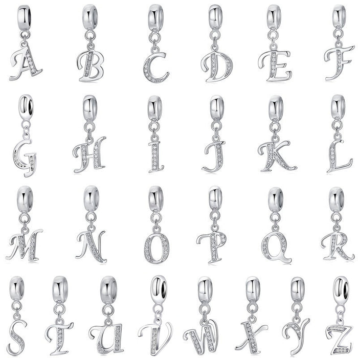 Wholesale 26 English letter pendants sterling silver diy accessories JDC-CS-YZC001