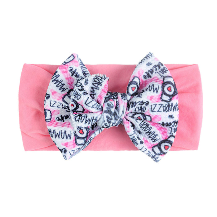 Wholesale baby nylon printed double bow Bandana sweatband JDC-HD-ML031