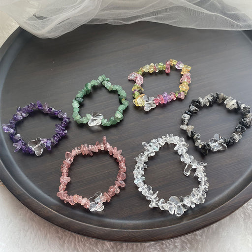 Jewelry WholesaleWholesale natural stone butterfly stretch crystal bracelet JDC-BT-LiX008 Bracelet 利兴 %variant_option1% %variant_option2% %variant_option3%  Factory Price JoyasDeChina Joyas De China