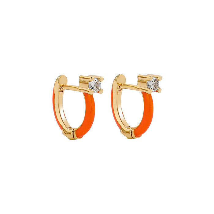 Wholesale Hoop Earrings Rectangular Zircon Alloy Diamond MOQ≥2 JDC-ES-Ruol018