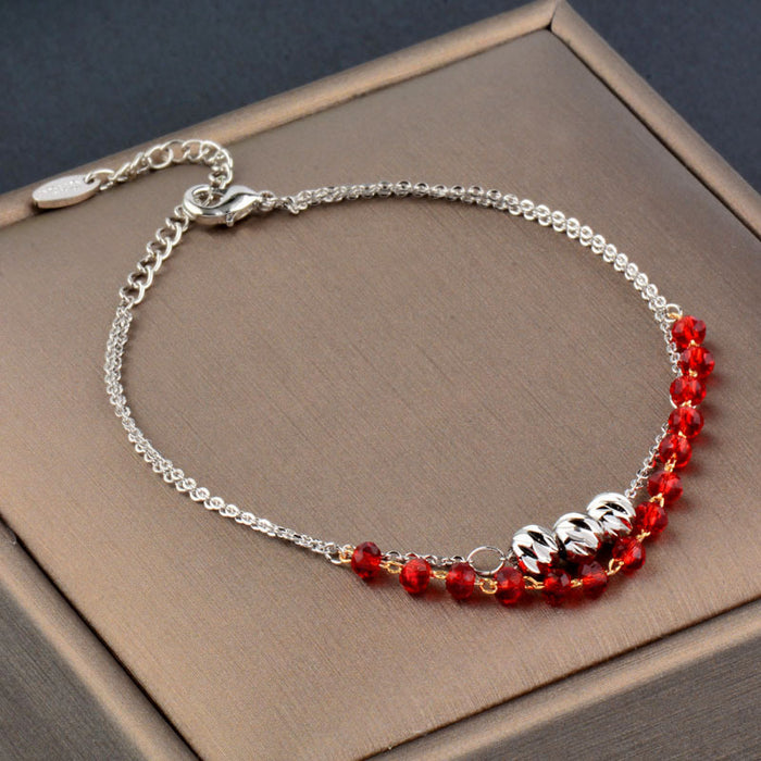 Wholesale Bracelet Copper Red Crystal Transfer Bead Silver Double Layer JDC-BT-KMeng003