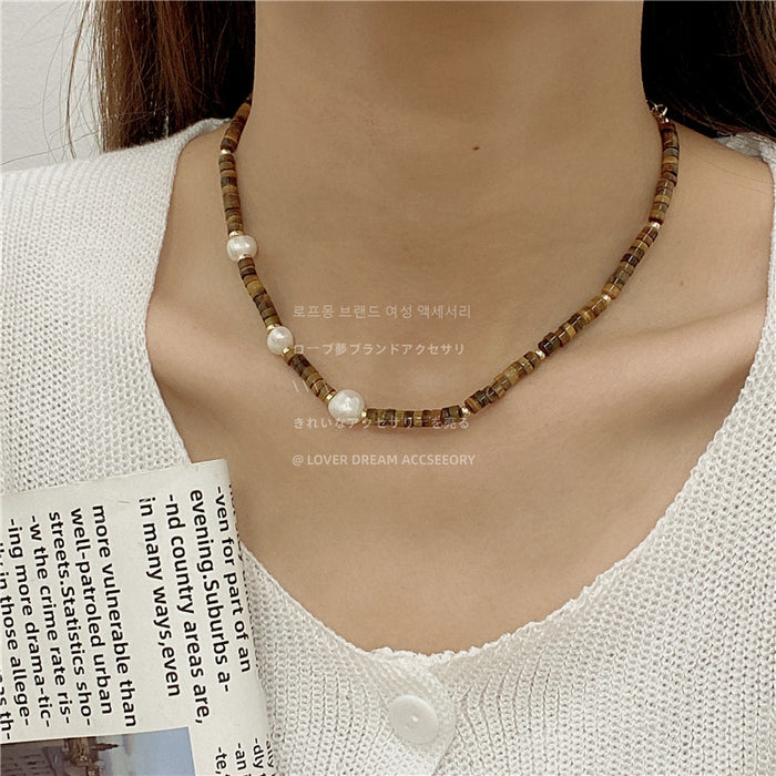 Wholesale Bracelet Stone Beaded Wood Freshwater Pearl Necklace JDC-BT-LFM003