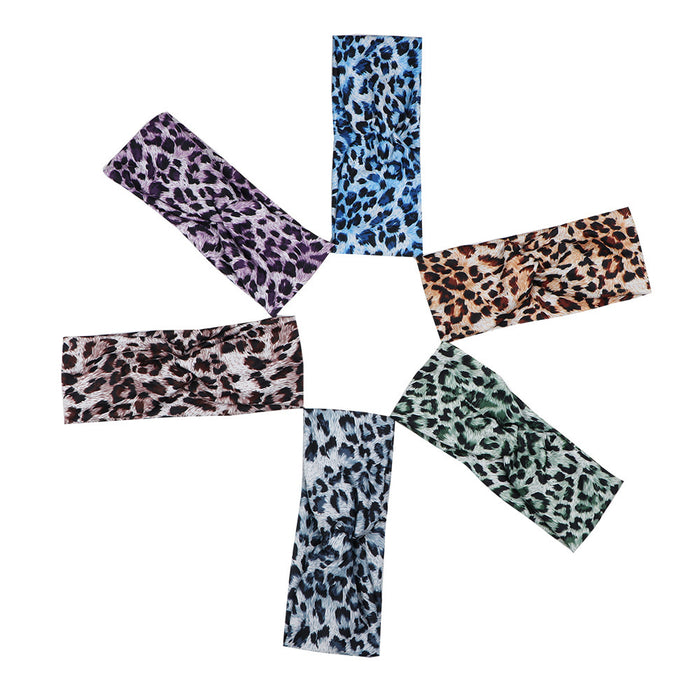 Wholesale Headband Fabric Leopard Print Cross Yoga Running Fitness MOQ≥2 JDC-HD-FanM003