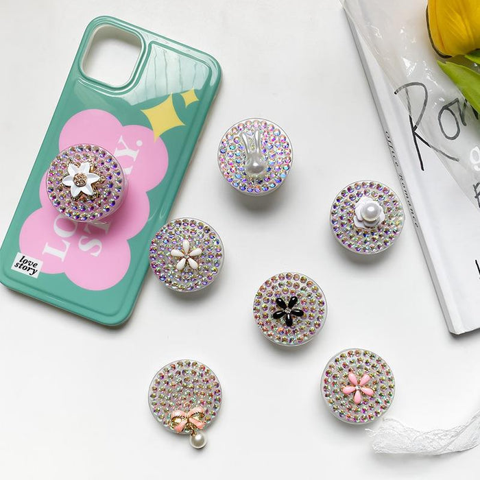 Wholesale Rhinestone Flower Phone Airbag Holder JDC-PS-BaiY044