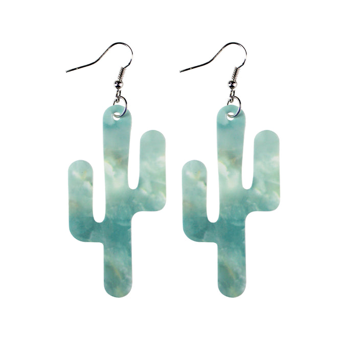 Wholesale Leather Earrings Southwest Popular Cactus Marble JDC-ES-dih005