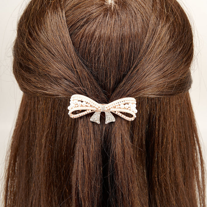 Wholesale Hair Clips Alloy Artificial Pearl Bow MOQ≥2 JDC-HC-HG015