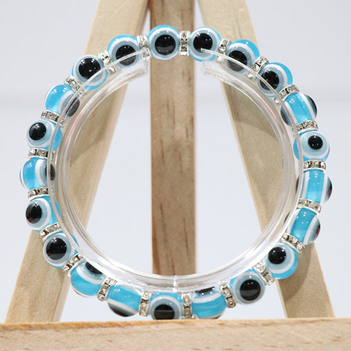 Pulsera de ojo azul al por mayor pulsera con cuentas MOQ≥2 JDC-BT-HUOM007