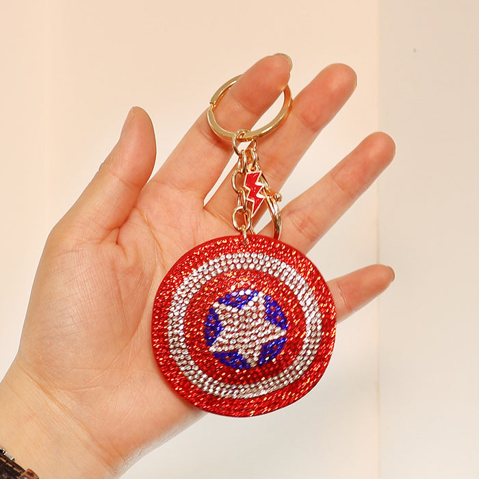 Wholesale Leather Cord Rhinestone Keychain (M) JDC-KC-Huofan001