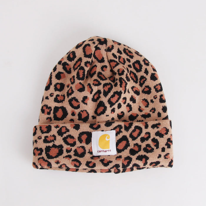 Wholesale Hat Acrylic Warm Leopard Jacquard Fabric Label Knit Cap (F) JDC-FH-XRong016