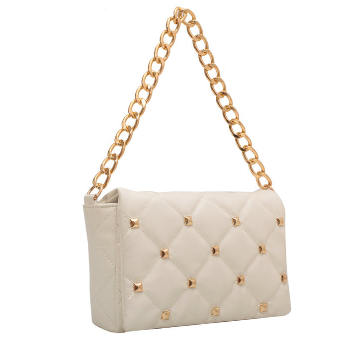 Wholesale PU Rivet Rhombus Thick Chain Shoulder Bag MOQ≥3 JDC-SD-HZD037