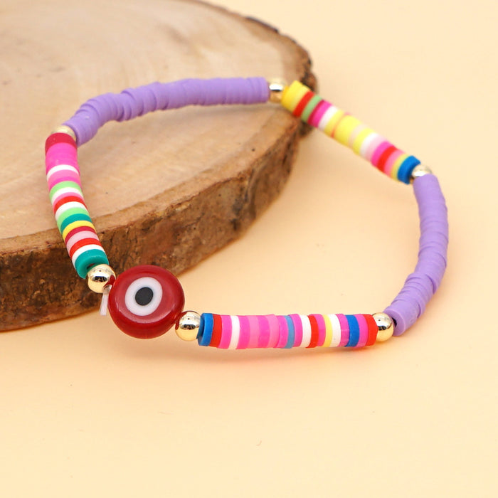 Jewelry WholesaleWholesale Bohemian Beach Style Soft Pottery Multicolor Glass Eye Bead Bracelet JDC-BT-JBH006 Bracelet 怪我咯 %variant_option1% %variant_option2% %variant_option3%  Factory Price JoyasDeChina Joyas De China