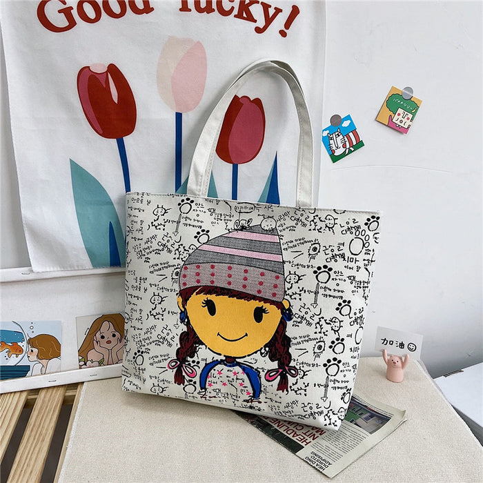 Wholesale Handbag Canvas Cute Printed Shoulder Tote Bag MOQ≥2 JDC-HB-Weis003