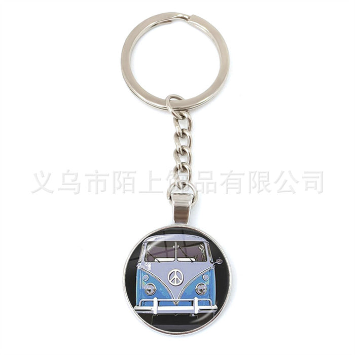 Wholesale Peace Sign Time Gemstone Glass Zinc Alloy Keychain JDC-KC-MoS002