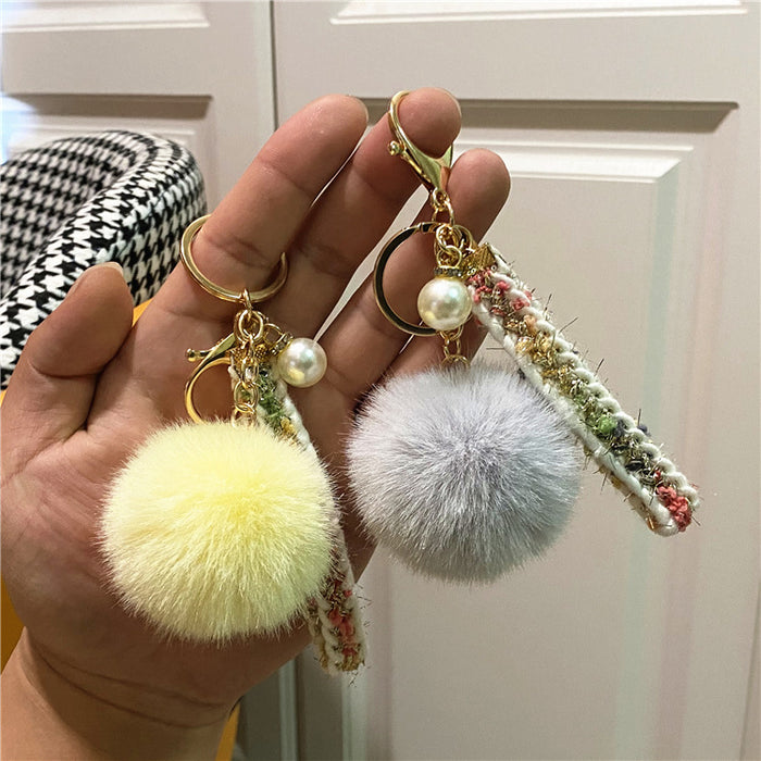 Jewelry WholesaleWholesale Plush Pearl Lanyard Keychain JDC-KC-KaiY005 Keychains 凯月 %variant_option1% %variant_option2% %variant_option3%  Factory Price JoyasDeChina Joyas De China