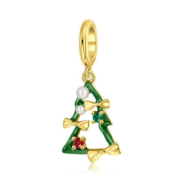 Wholesale Charms S925 Sterling Silver Christmas Tree Cutout DIY JDC-CS-MC005