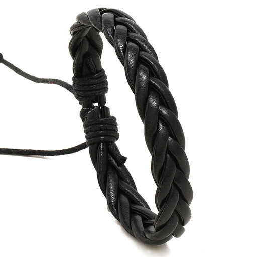 Jewelry WholesaleWholesale Simple Hand Braided Black Three Strand Braided Leather Bracelet JDC-BT-PK023 Bracelet 庞克 %variant_option1% %variant_option2% %variant_option3%  Factory Price JoyasDeChina Joyas De China