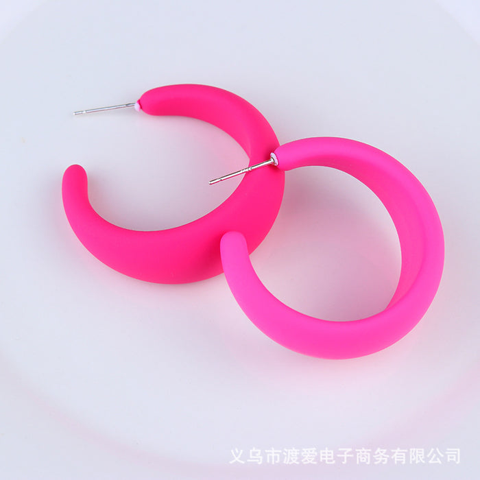 Wholesale Geometric Candy Color Exaggerated Drop Earrings Acrylic Earrings MOQ≥2 JDC-ES-DUAI001