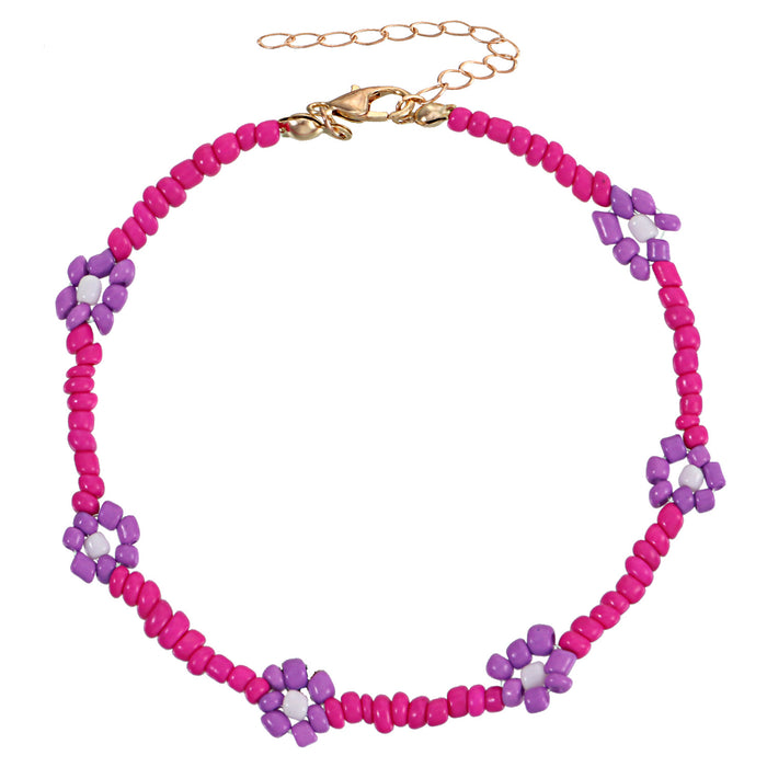 Wholesale color handmade rice beads flower anklet JDC-AS-ZW022