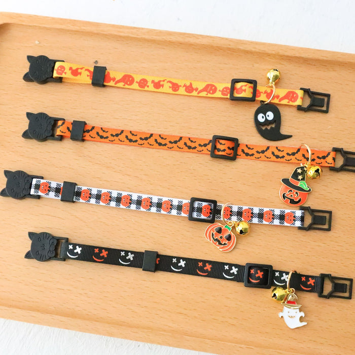 Wholesale Pet Necklace Polyester Halloween Kitten Dog Bell Safety Buckle MOQ≥2 JDC-PN-PuPu001