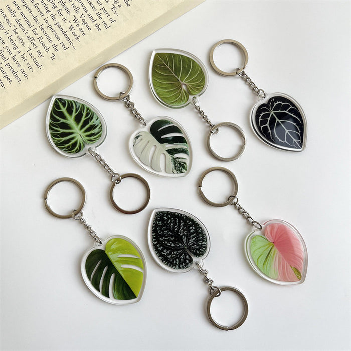 Wholesale Creative Simulation Leaf Acrylic Keychain Pendant JDC-KC-HeRun002