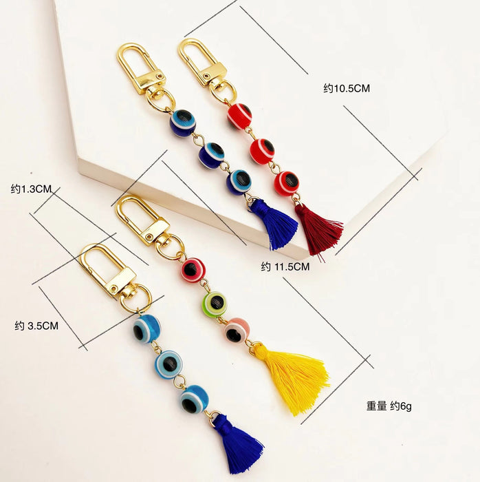 Wholesale Keychains Metal Turkey Devil's Eye Tassel MOQ≥2 JDC-KC-QingH001