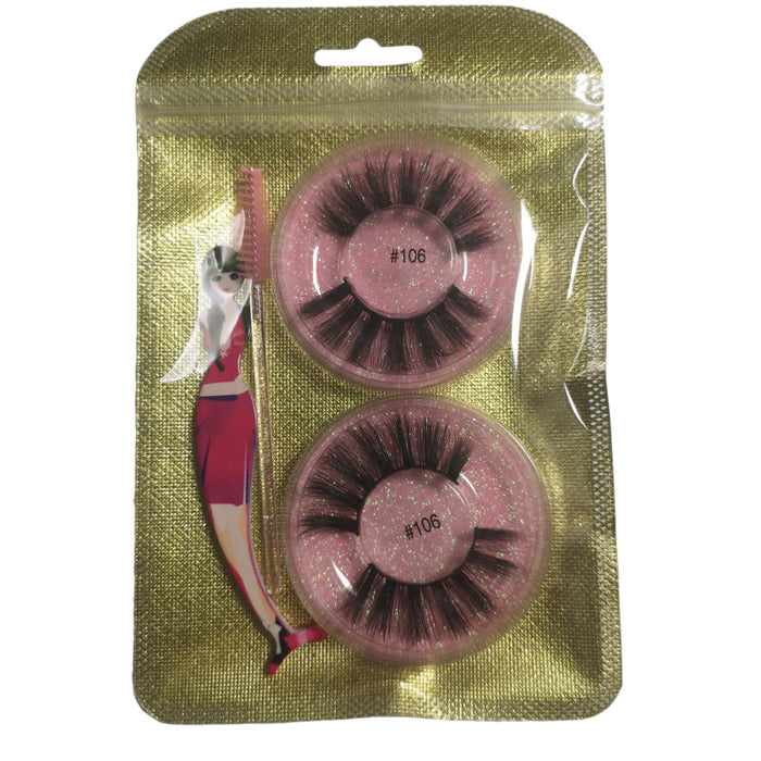 Wholesale 3d False Eyelashes Natural Thickness 2 Pairs Combination Makeup Tools JDC-EY-LanJL012