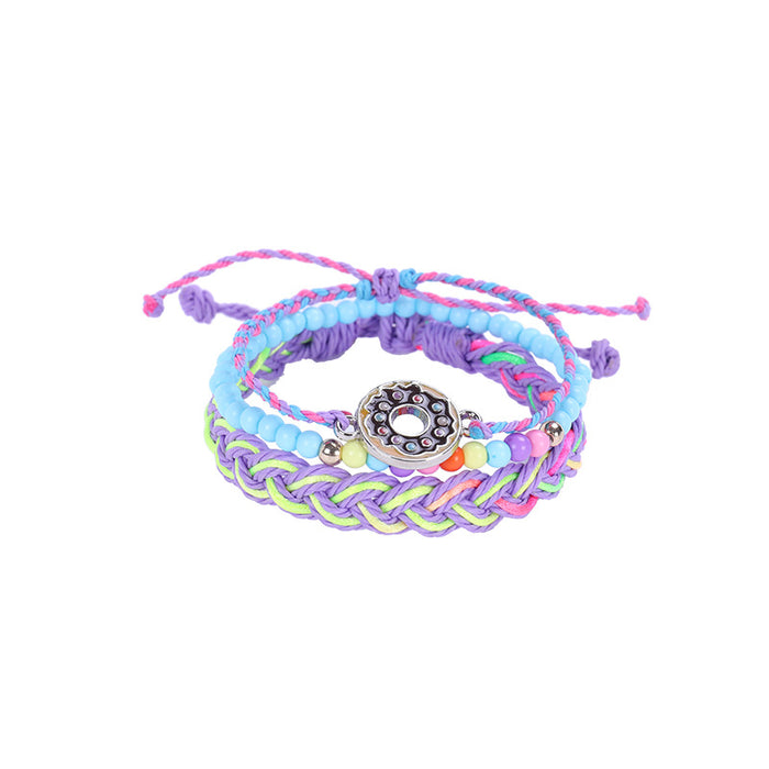 Wholesale Alloy Pendant Braided Bracelet Three Piece Beaded Set JDC-BT-ZengZ023