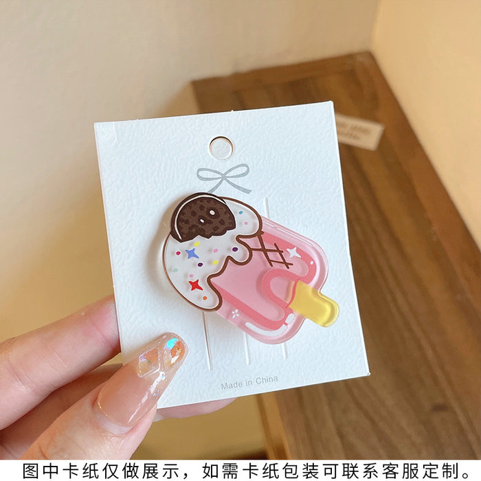 Wholesale hairpin clip acrylic ice cream childlike cartoon MOQ≥2 JDC-HC-WangFeng002