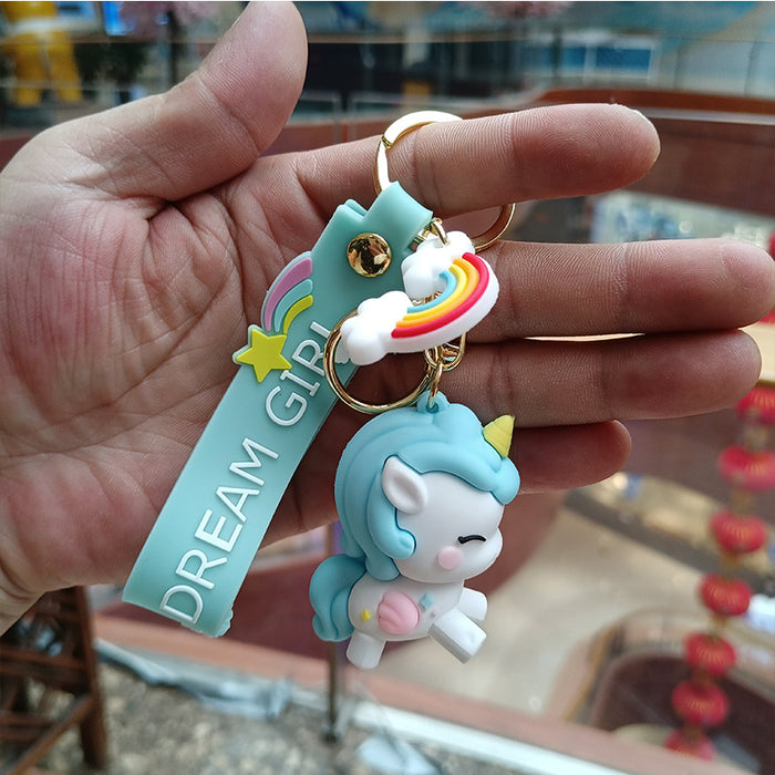 Wholesale Keychain Silicone Cute Unicorn Doll Pendant MOQ≥2 JDC-KC-YChaang009