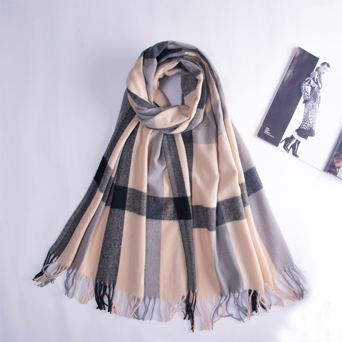 Wholesale Scarf Imitation Cashmere Plaid Thickening Thermal Shawl JDC-SF-Randai006