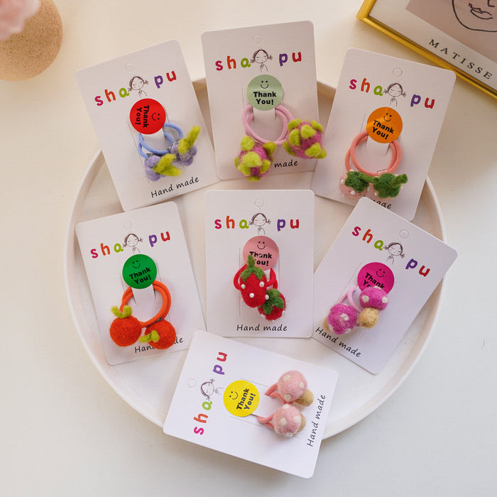 Wholesale Hair Scrunchies Fabric Wool Felt Fruit Children Cute MOQ≥2 JDC-HS-shapu001