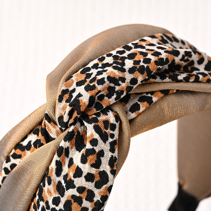 Wholesale Brown Fabric Leopard Print Headband JDC-HD-wuxuan005