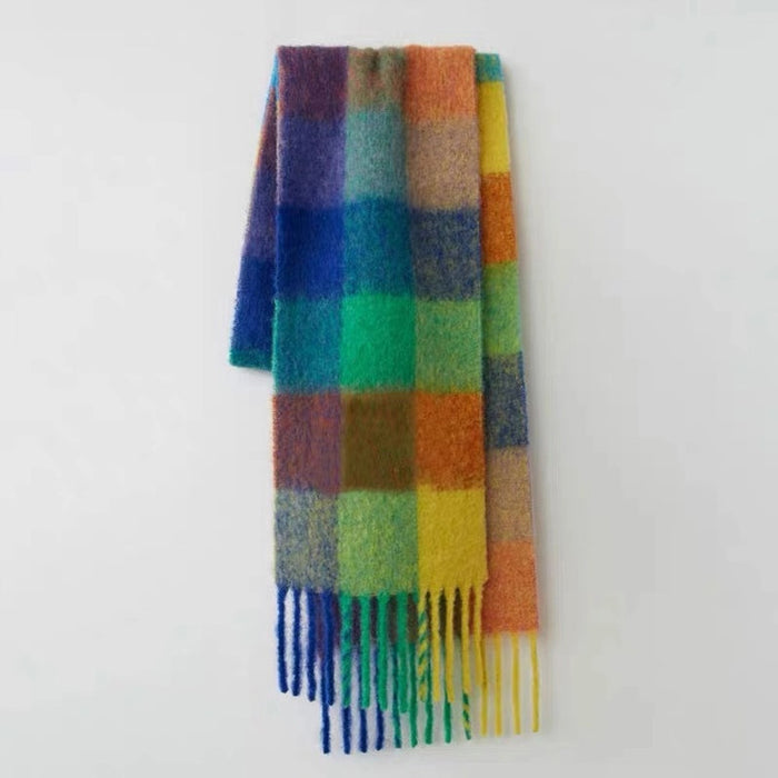 Wholesale Scarf Imitation Cashmere Winter Warmth Thickening Shawl Plaid Tassels JDC-SF-Zhenl008