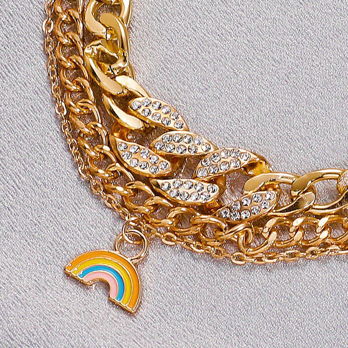 Jewelry WholesaleWholesale Hip Hop Diamond Rainbow Cuban Thick Chain Alloy Bracelet JDC-BT-D121 Bracelet 晴雯 %variant_option1% %variant_option2% %variant_option3%  Factory Price JoyasDeChina Joyas De China