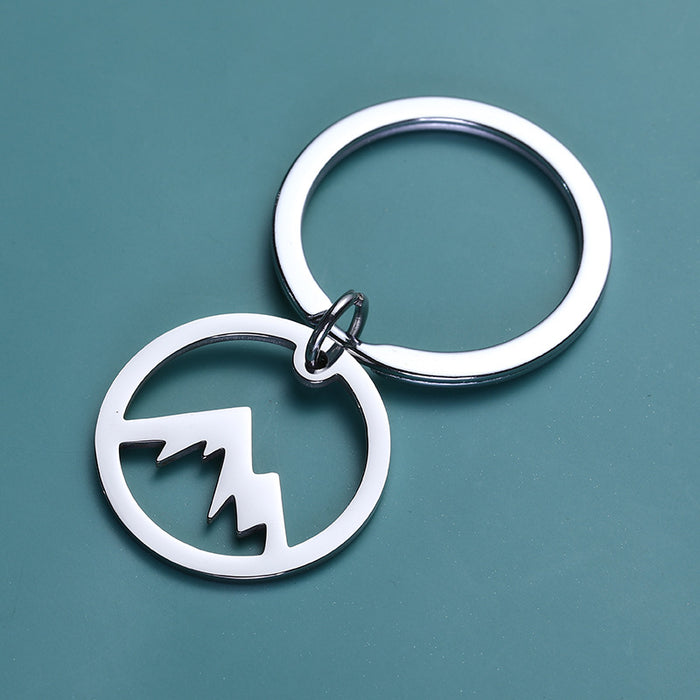 Wholesale Hollow Snow Mountain Valley Stainless Steel Keychain MOQ≥2 JDC-KC-JZhi004