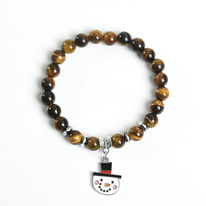 Wholesale Bracelet Crystal Color Christmas Cute Snowman Pendant Beaded JDC-BT-ZhiSF005