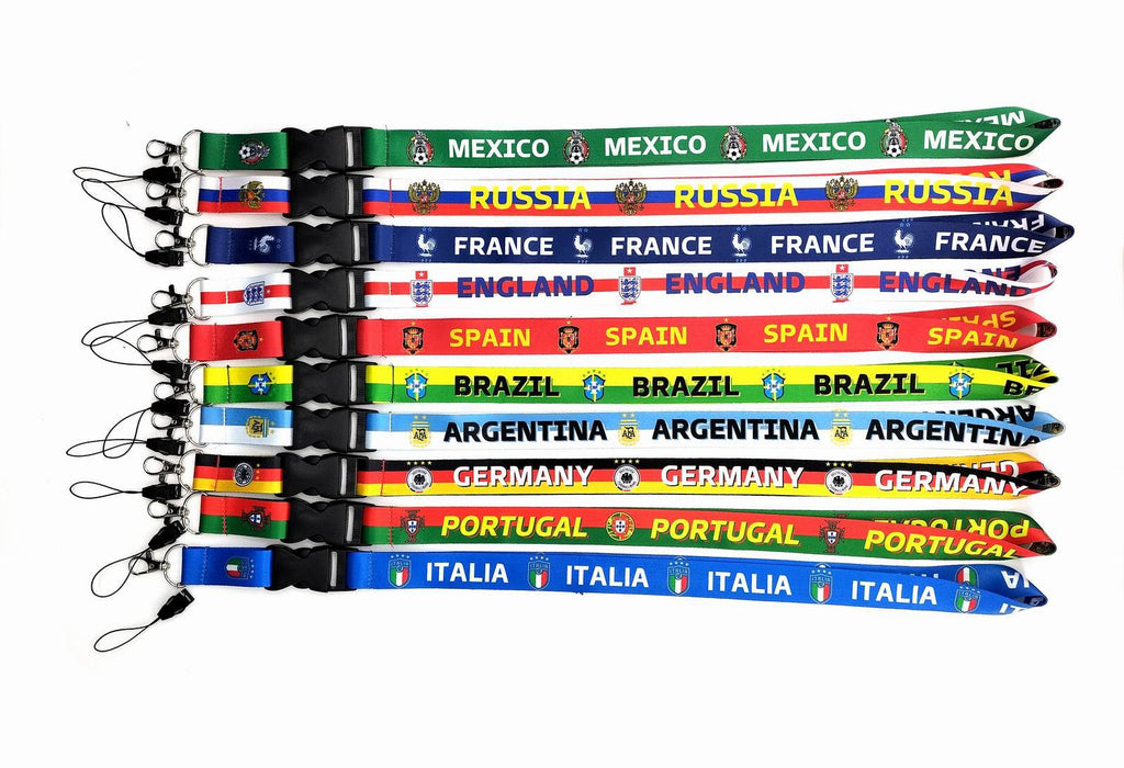 Wholesale Keychains Ribbon Hardware Hook Printing World Cup Football National Team Lanyard Keychain MOQ≥10 JDC-KC-YQuan002