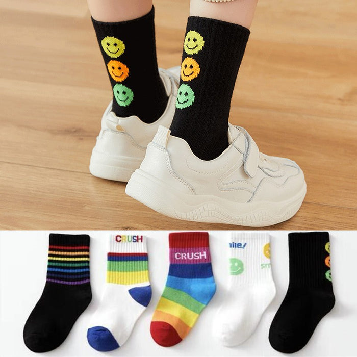 Wholesale Sock Combed Cotton Breathable Sweat Absorbing Middle Tube Kids Color Matching JDC-SK-JingS004