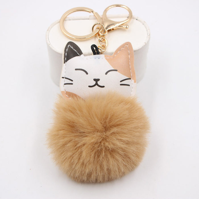 Wholesale Keychain Leather Plush Cute Cat Pendant JDC-KC-Zuge072