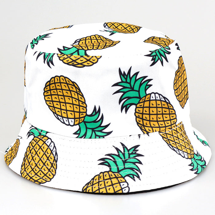 Wholesale Double Sided Pineapple Bucket Hat Surf Sun Protection Sun Hat JDC-FH-YFan003