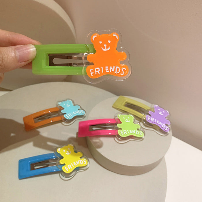 Wholesale cute big children's color hairpin reducing age cartoon bear MOQ≥2 JDC-HC-Mer005