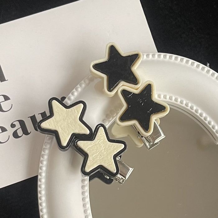 Wholesale Hair Clips Plastic Cute Black and White Stars JDC-HC-ZhiX011