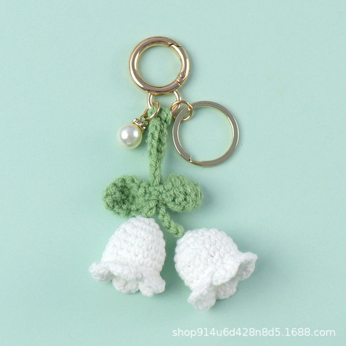 Wholesale bluebell wool knitted flower keychain JDC-KC-CYa007