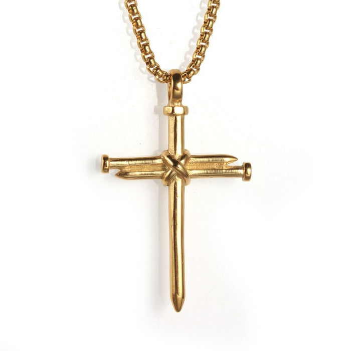 Wholesale Alloy Cast Steel Nail Cross Pendant Necklace for Men and Women JDC-NE-XunO046