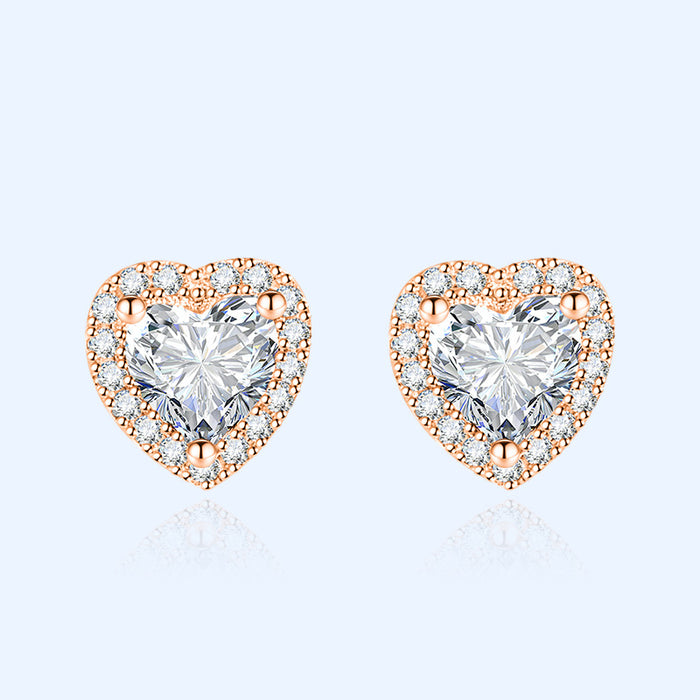 Jewelry WholesaleWholesale inlaid with diamond heart plated silver stud earrings JDC-ES-BZ002 Earrings 标志 %variant_option1% %variant_option2% %variant_option3%  Factory Price JoyasDeChina Joyas De China