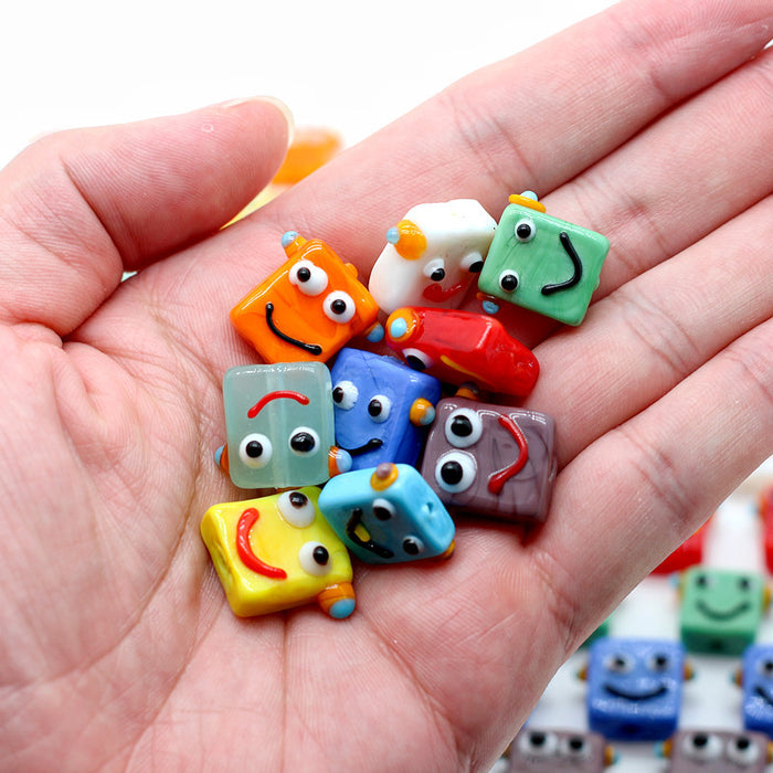 Wholesale Pendant Glass Beads Cute Robot Diy Glass Beaded Accessories MOQ≥2 JDC-PT-BiLai001