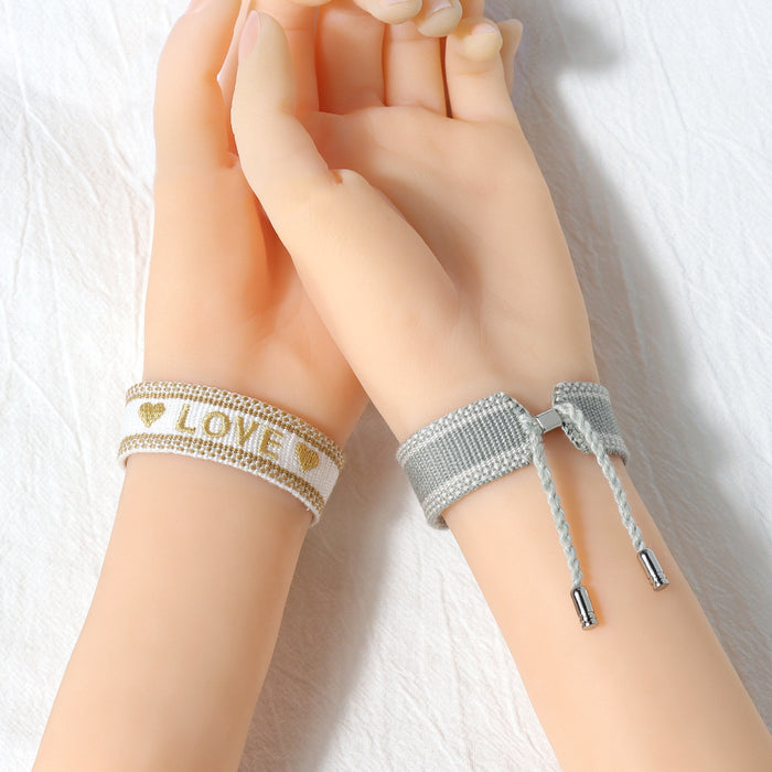 Jewelry WholesaleWholesale Metal Braided Embroidered Letter Bracelet JDC-BT-SheY006 Bracelet 奢颖 %variant_option1% %variant_option2% %variant_option3%  Factory Price JoyasDeChina Joyas De China